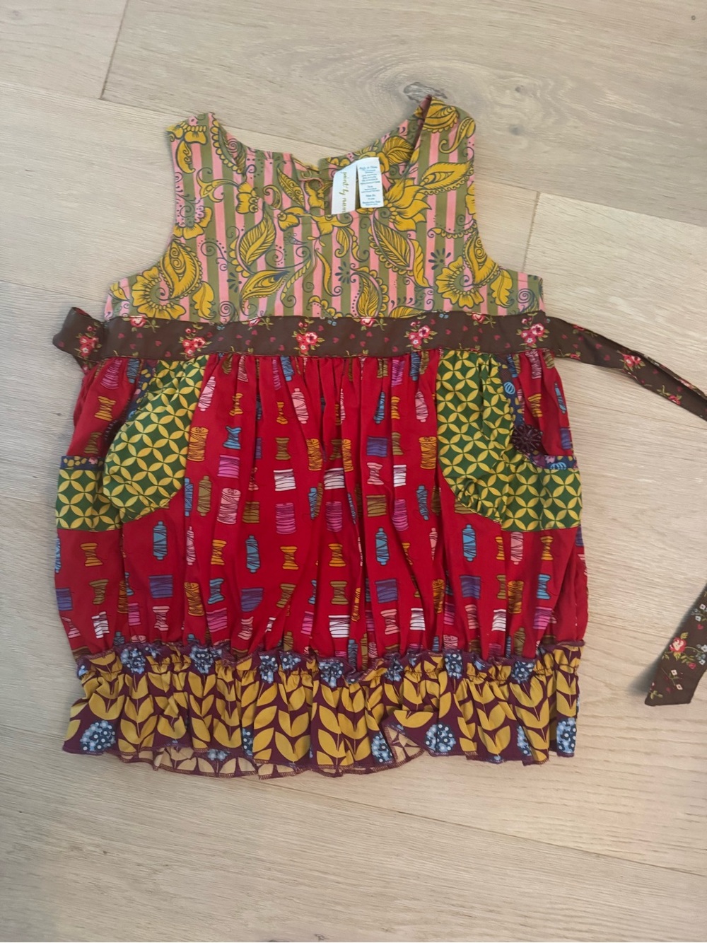Matilda Jane Colorful Mixed-Print Sleeveless Top - Red, Mustard, Green - Picture 2 of 4